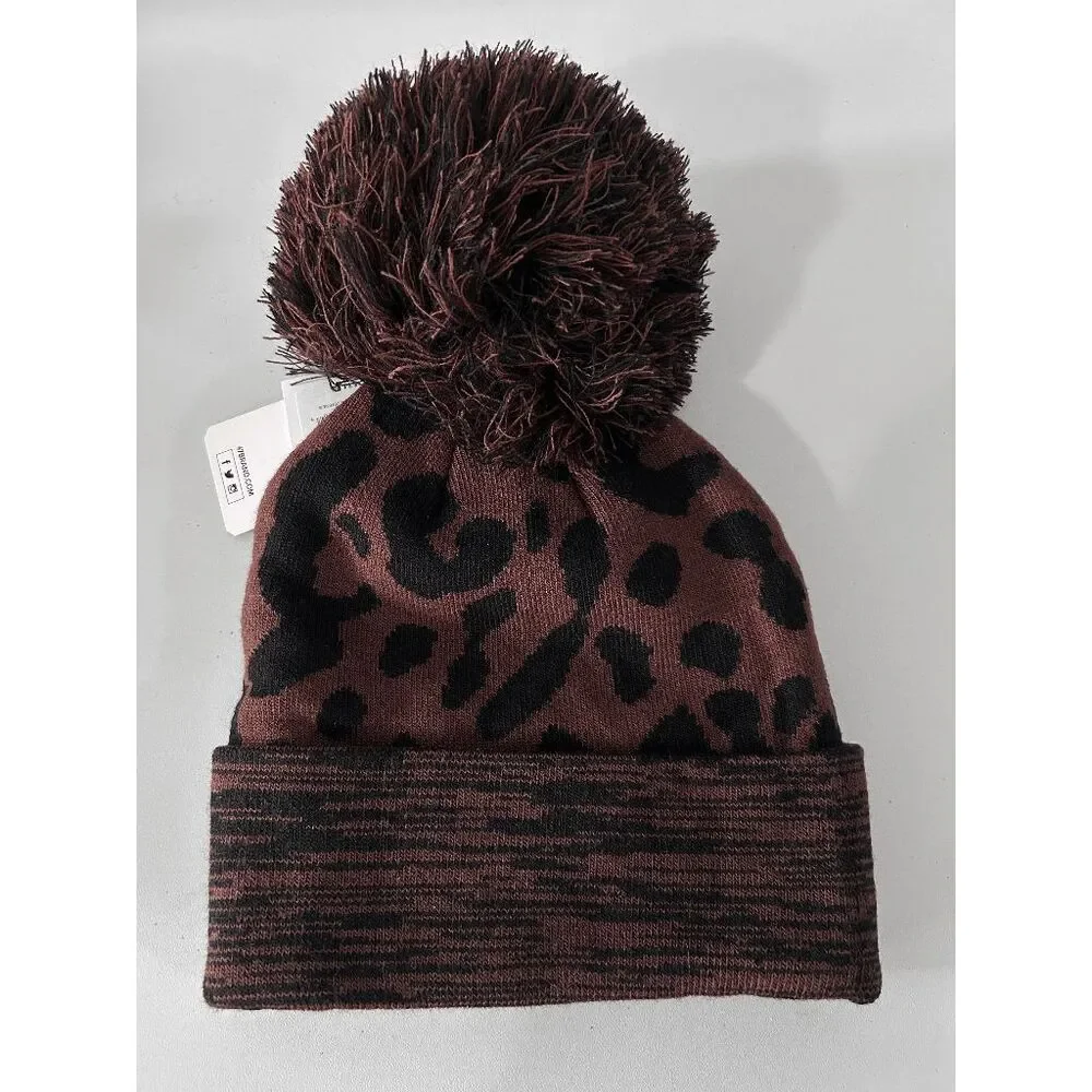 47 Michigan Wolverines Brown Rosette Cuff Women's Knit Hat Beanie